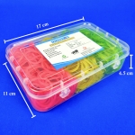 DOMSTAR Premium Fluorescent Nylon Rubber Bands in Transparent Plastic Box (3inch, 120gm, 220pcs) for Office and Home