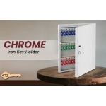 Chrome Key Control Cabinet 8703 (48 Keys) - Colour Coded, Wall Mount Key Box with Safety Lock, Key Holder