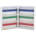Chrome Key Control Cabinet 8703 (48 Keys) - Colour Coded, Wall Mount Key Box with Safety Lock, Key Holder