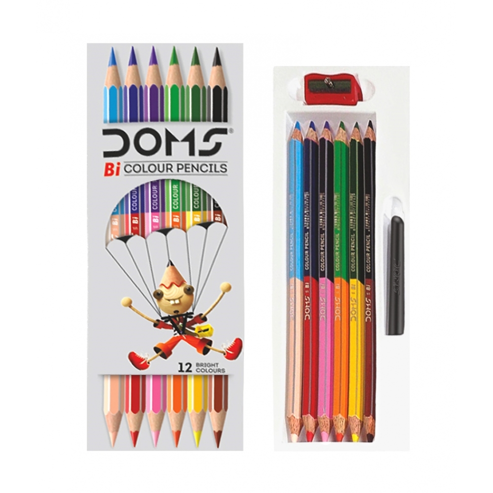Doms Bi Colour 2 in 1 Long Colour Pencils 12 Shades