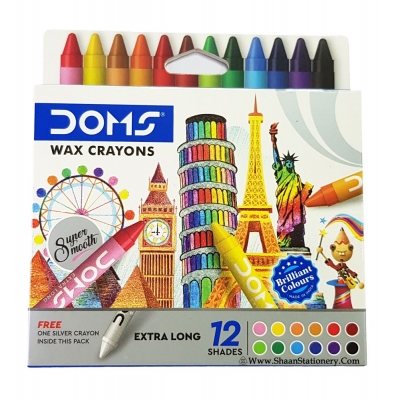 Doms Extra Long Wax Crayons 12 Shades | 12 Color Wax Crayons