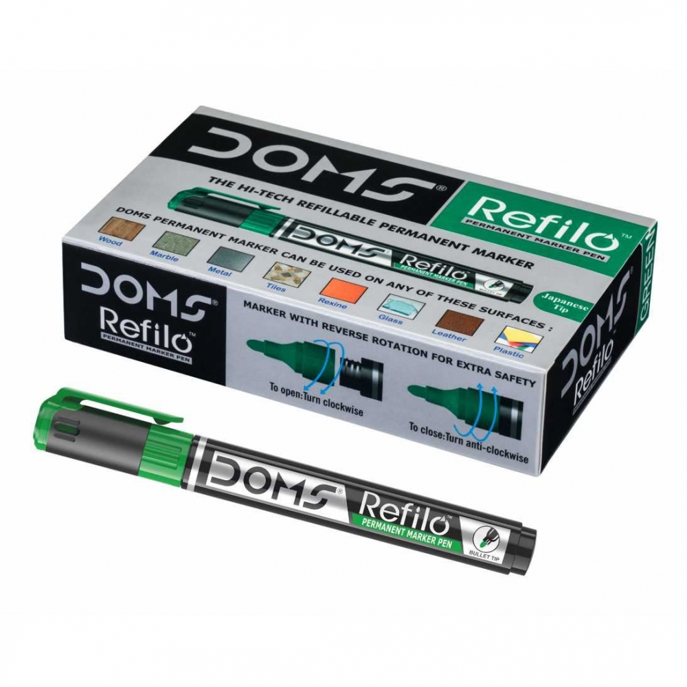 Doms Permanent Marker Green | Refillable