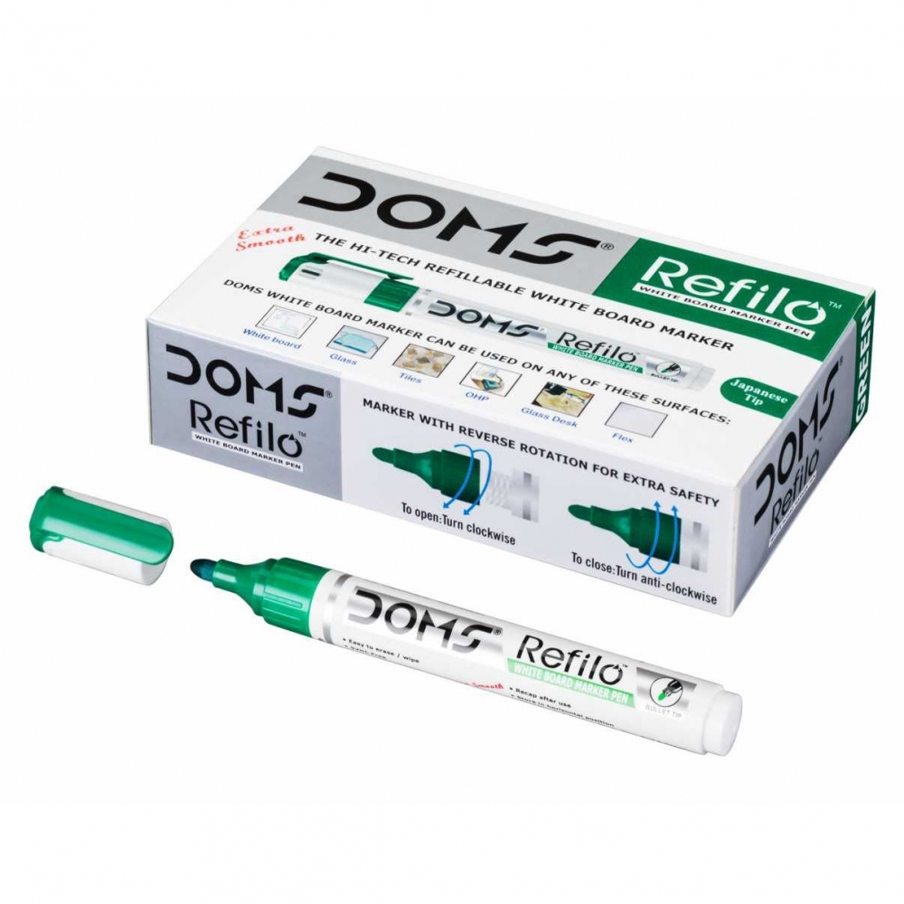 Doms White Board Marker Green | Refillable