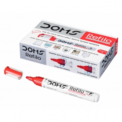 Doms White Board Marker Red | Refillable