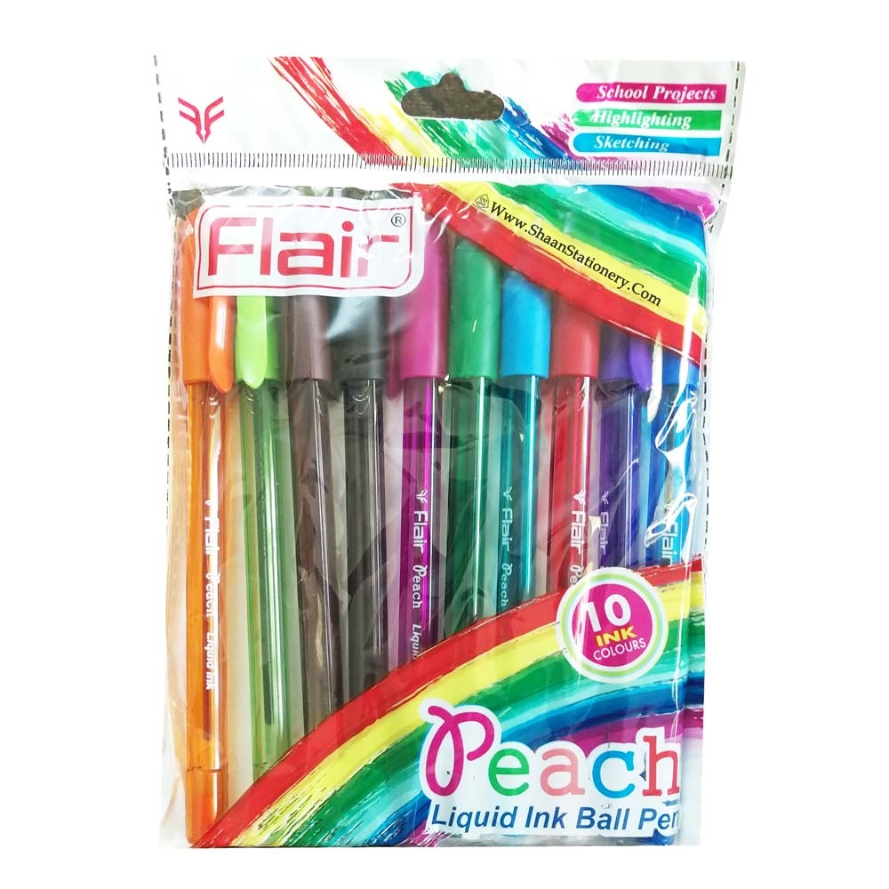 Flair Peach Liquid Ink Ball Pen (10 Colours)