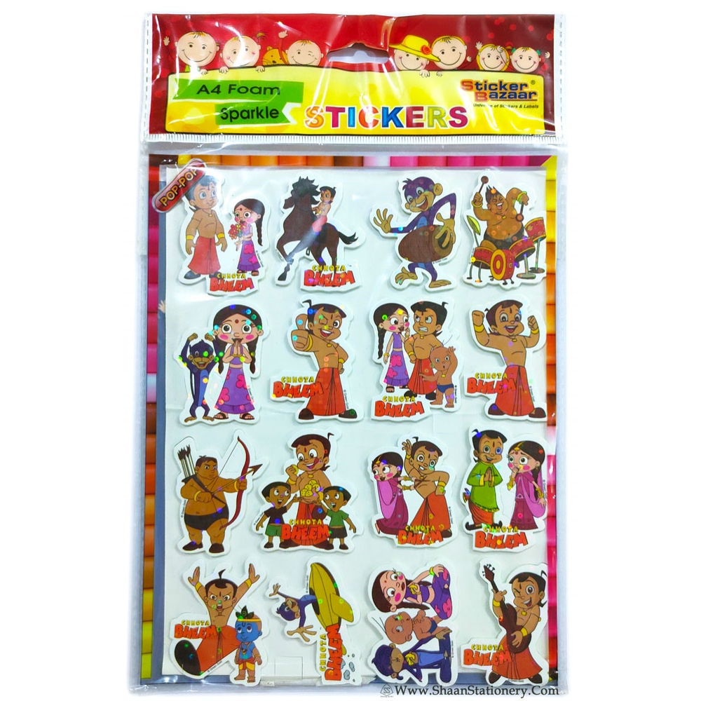 Buy Chota Bheem Foam Sparkling Sticker | A4 Size online @   - School & Office Supplies Online India