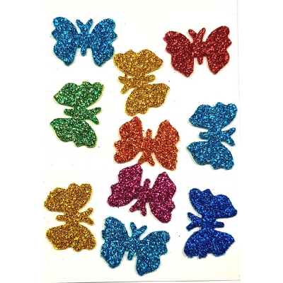 Butterfly Shaped Glitter Sticker for Craft |Self-Adhesive, Multi-color, Foam