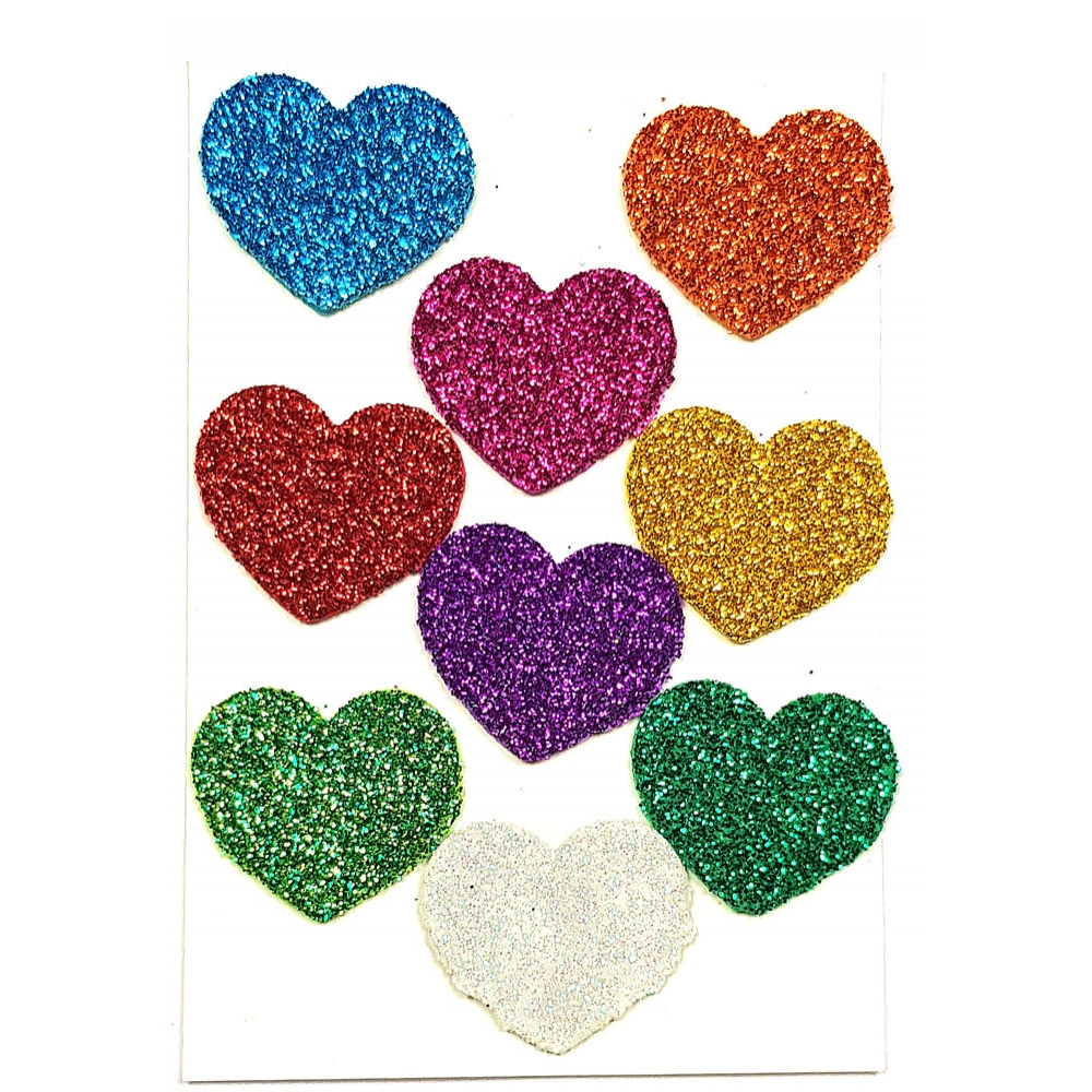 Buy Heart Shaped Glitter Sticker for Craft SelfAdhesive, Multicolor