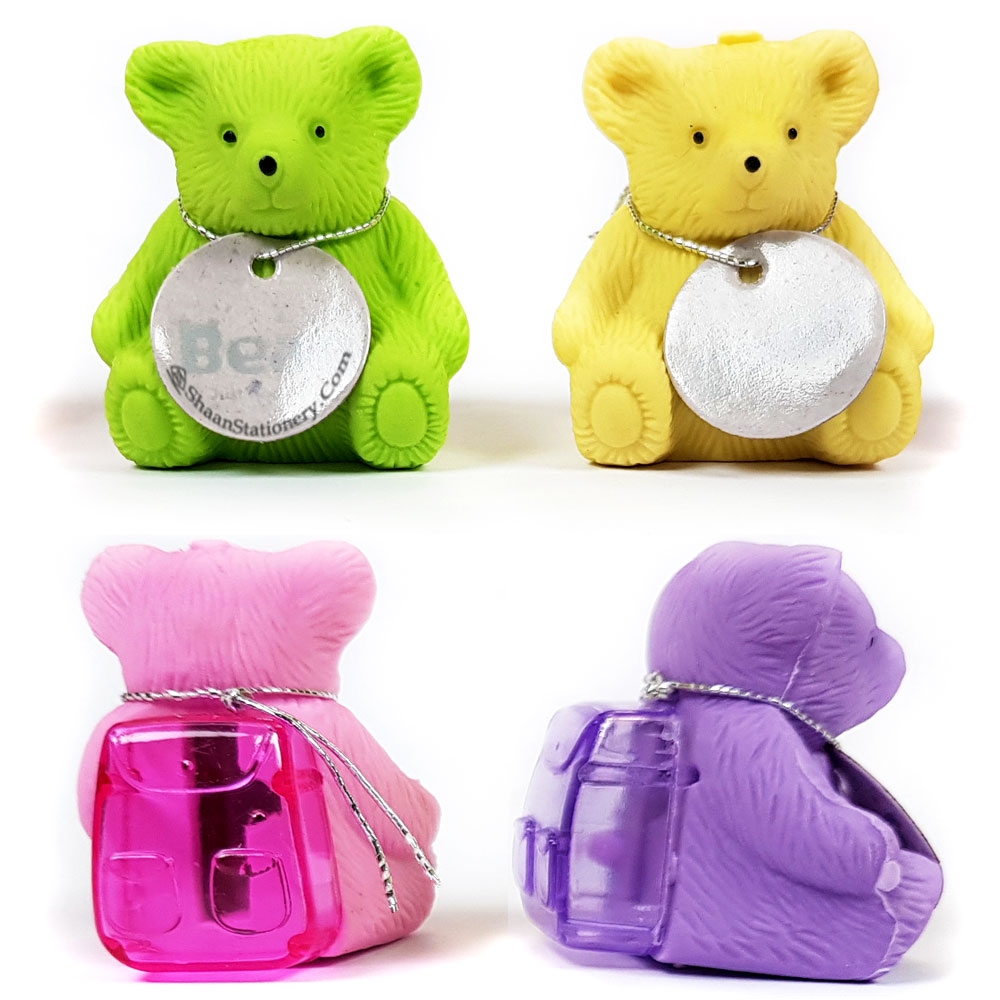 Buy Teddy Bear Eraser with Sharpener for Kids Fancy Stationery online