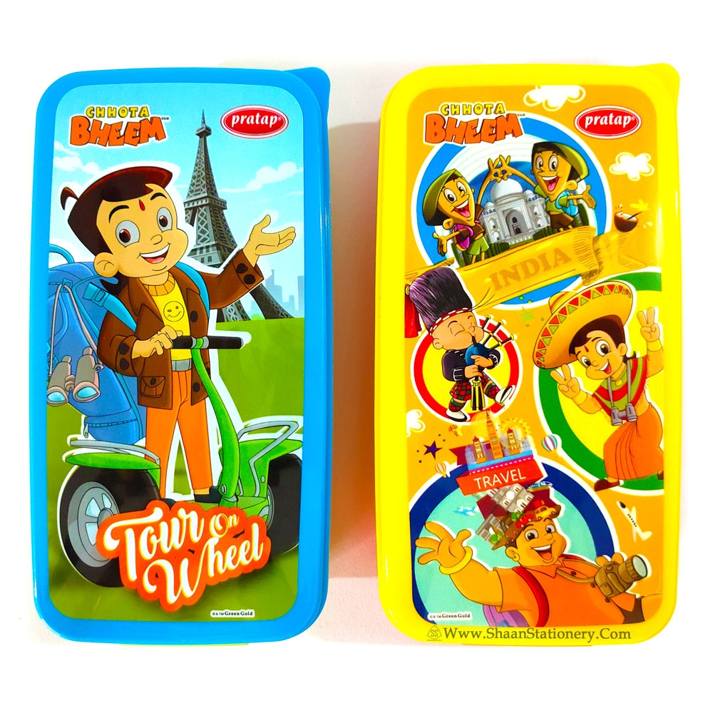 Chhota Bheem Lunch Box with Small Container, Spoon and Fork - 1002