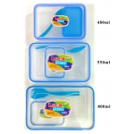 Lock & Seal Transparent Lunch Box with Small Container, Spoon cum Fork 800ml