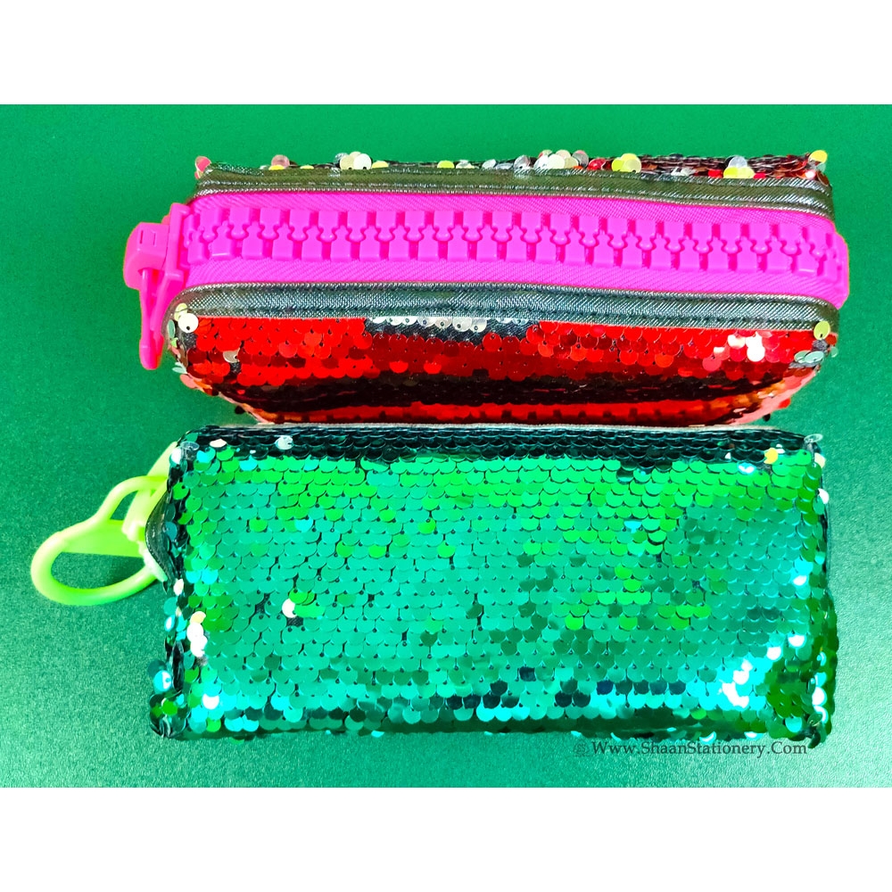 Fancy Sequence Pouch with Big Size Zip Chain